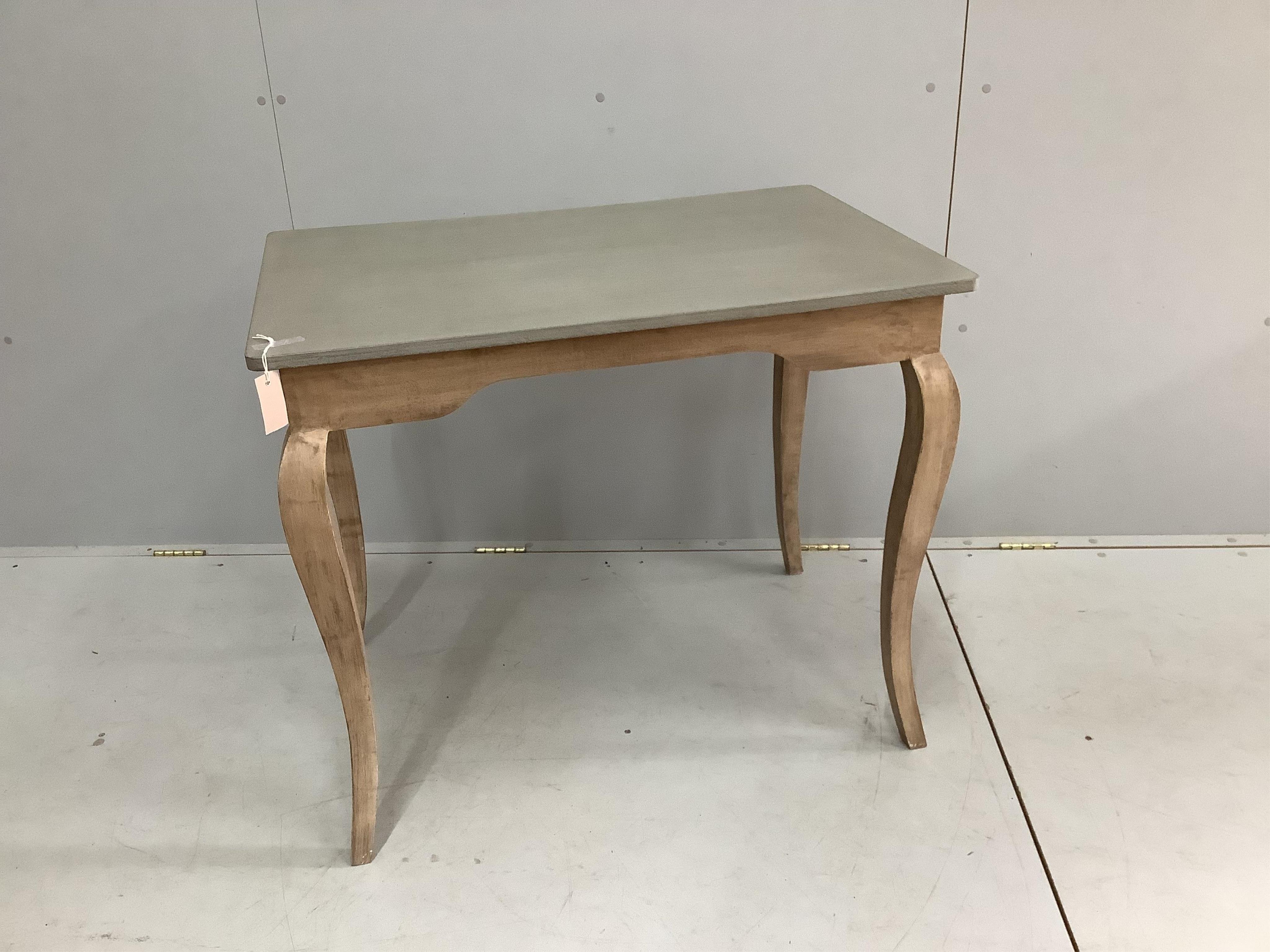 An Oka style rectangular painted side table, width 90cm, depth 60cm, height 76cm. Condition - good